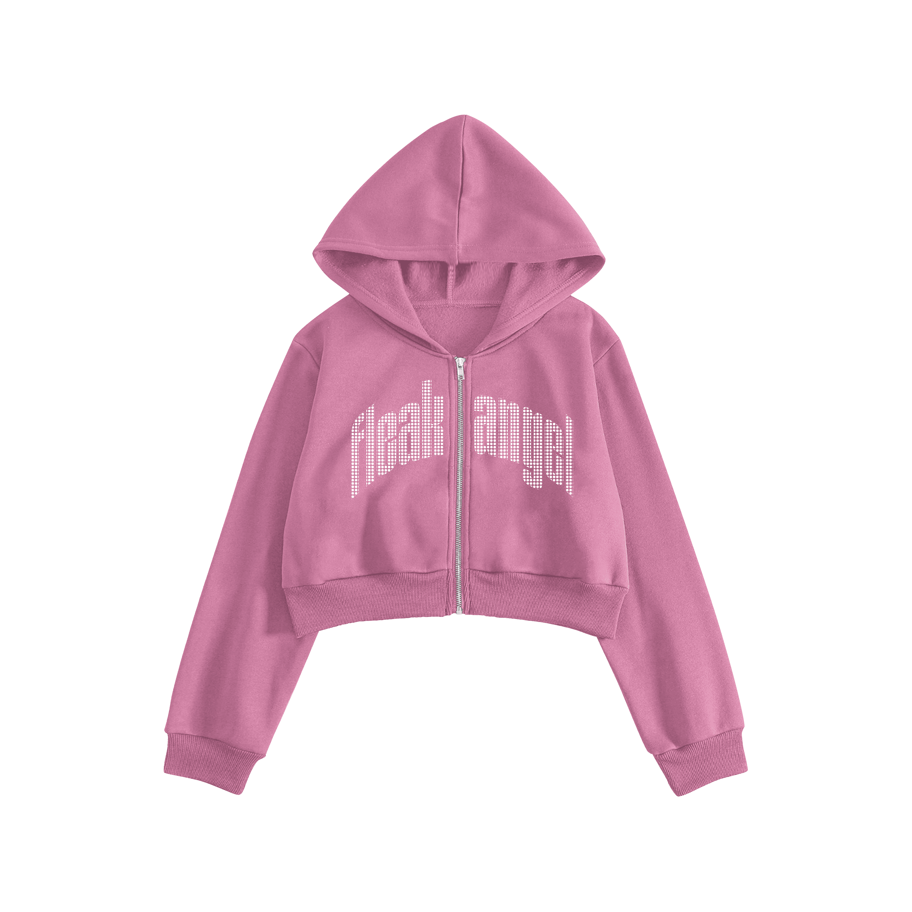 Rhinestone "Fleakangel" Crop Hoodie | Sugar Pink