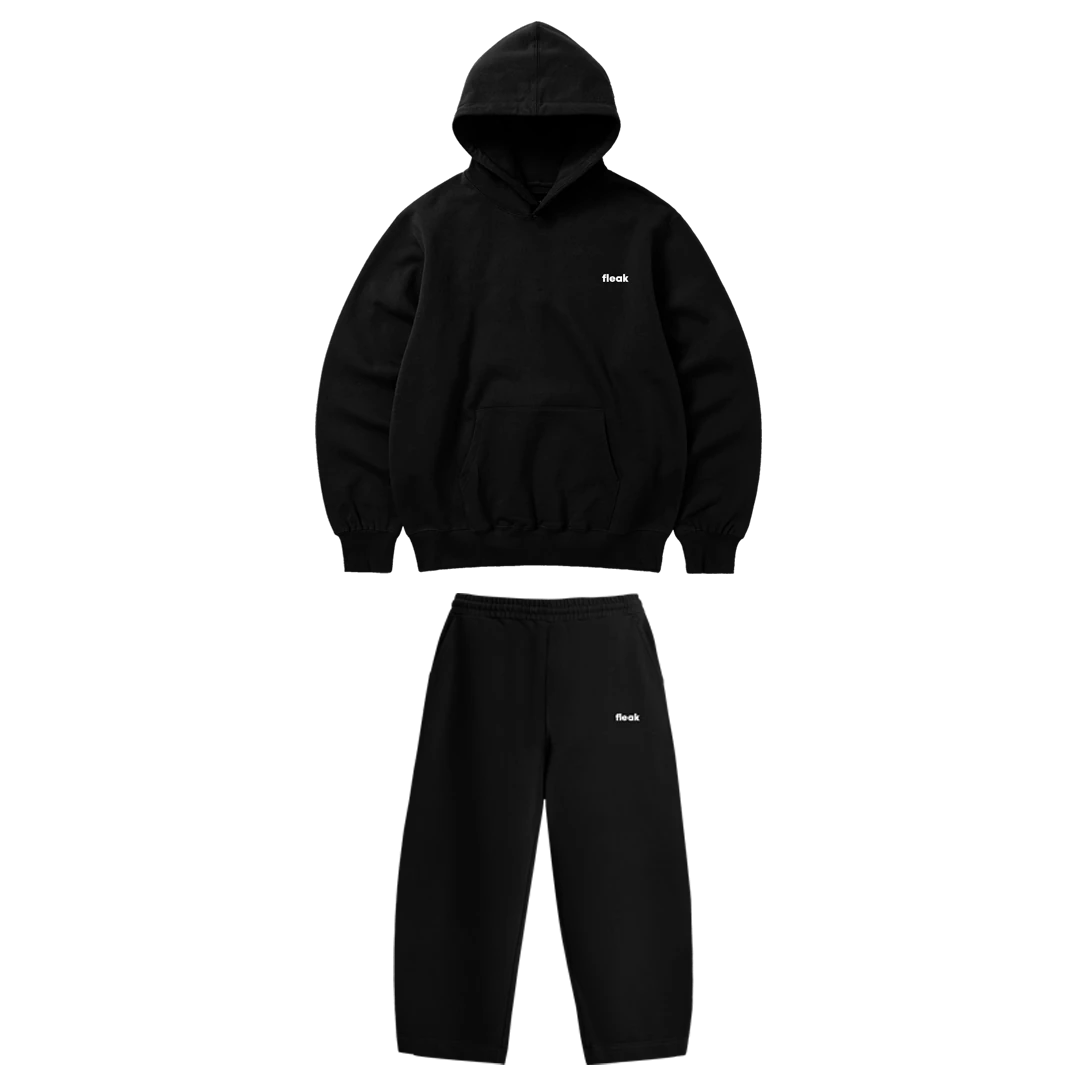 FleakBasic Oversize Hoodie Takım | Siyah