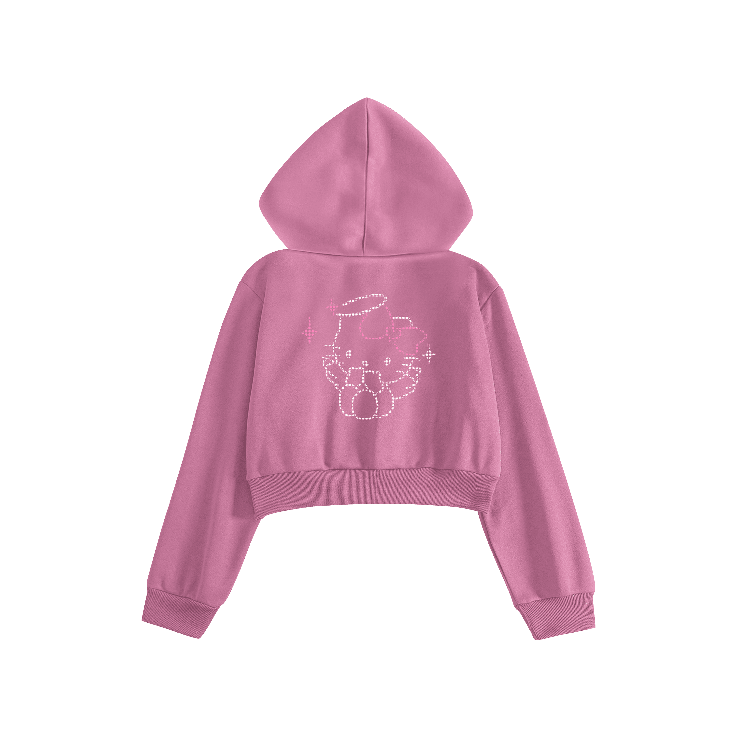 Rhinestone "Fleakangel" Crop Hoodie | Sugar Pink
