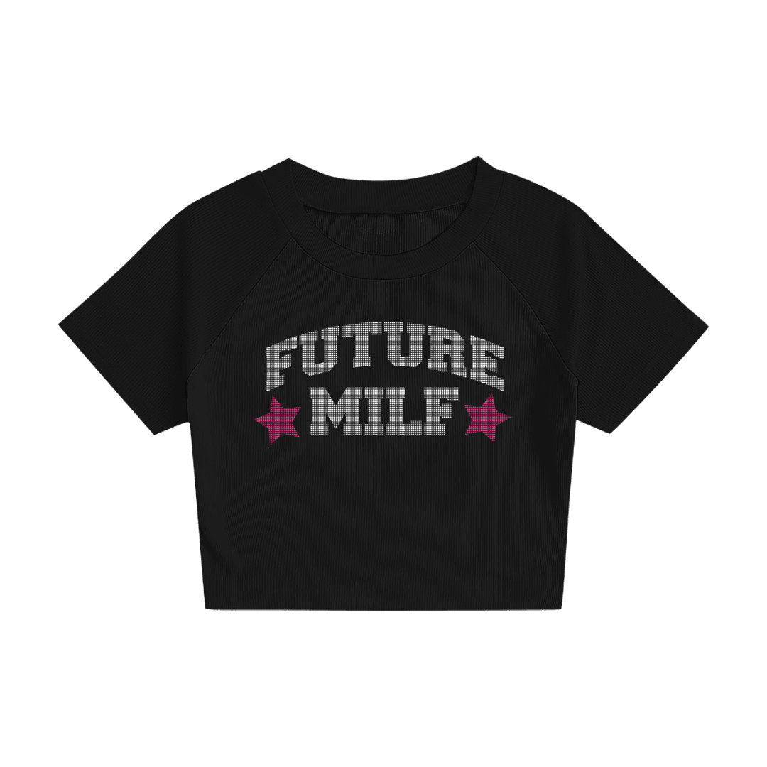 Rhinestone "Future Milf" Crop
