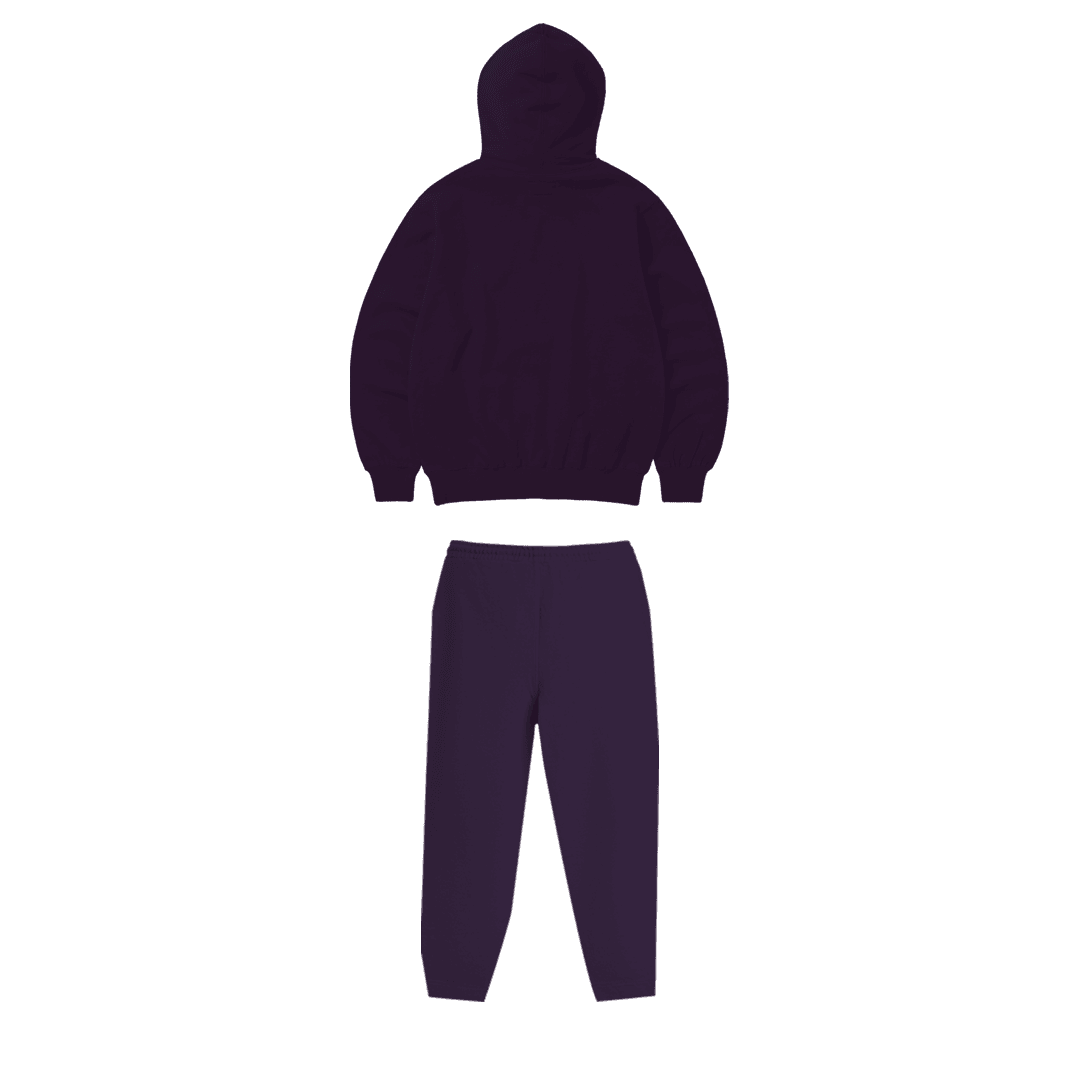 Rhinestone "Revenge" Hoodie Takım | Dark Purple