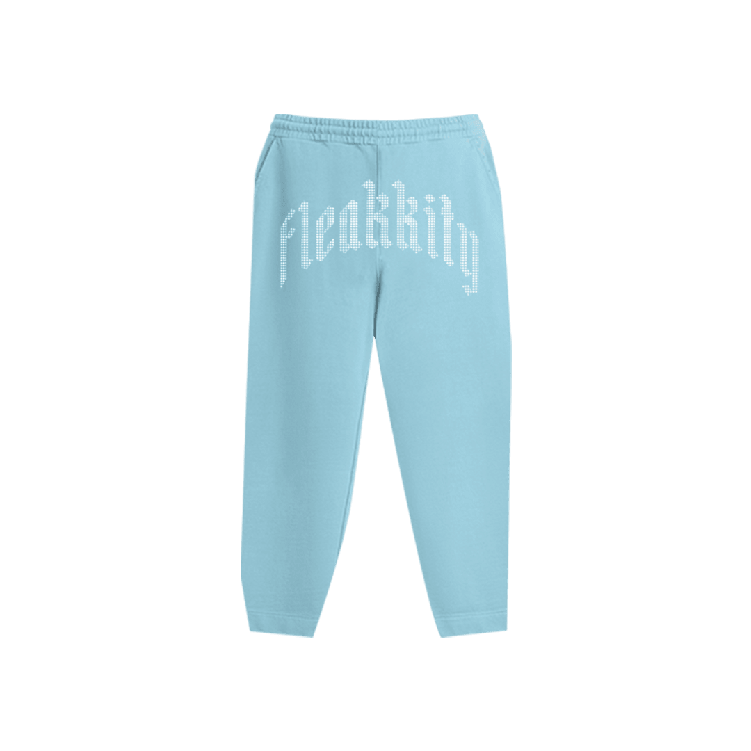Rhinestone "Fleakkity" Crop Hoodie Takım | Sugar Blue