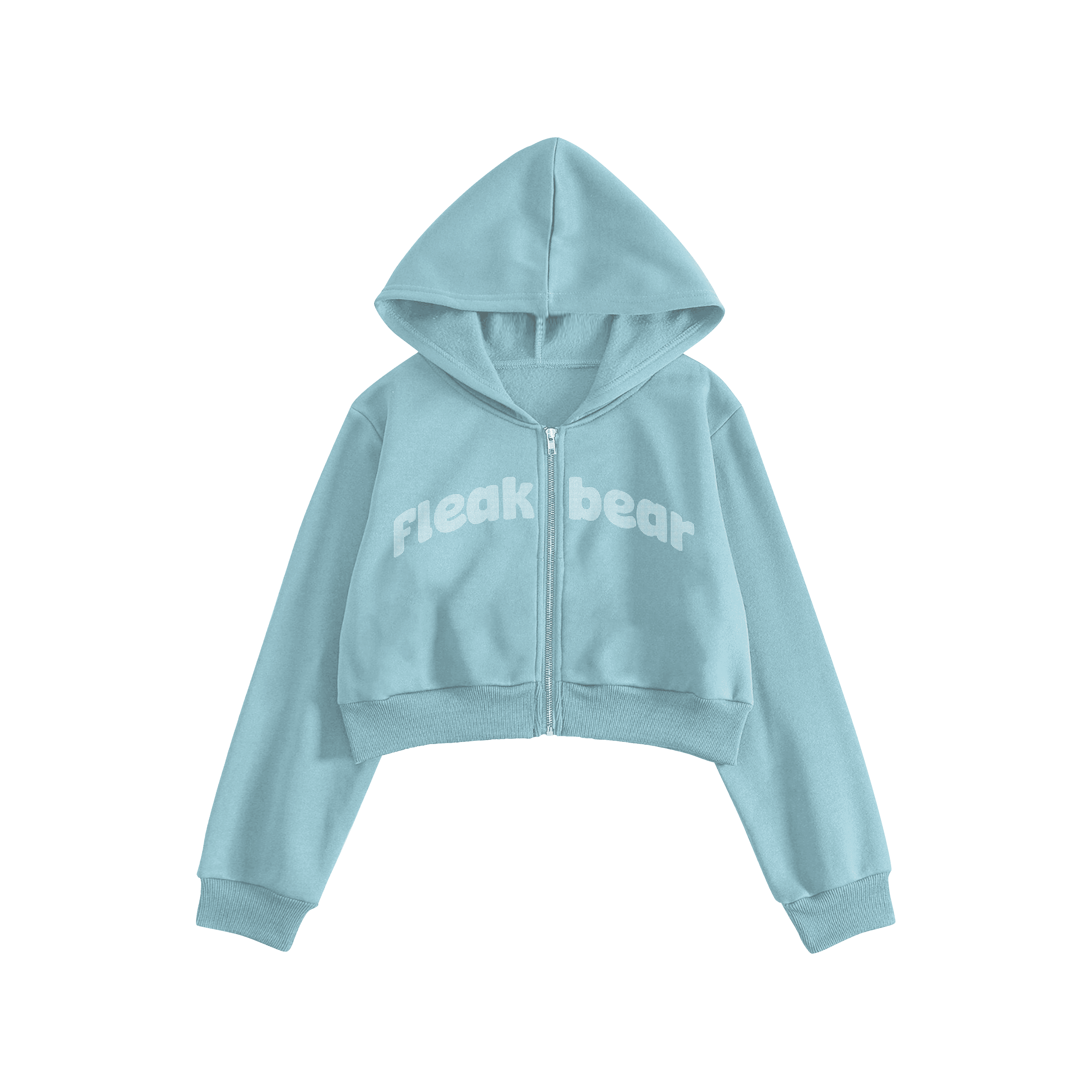 Rhinestone "Fleakbear" Crop Hoodie | Sugar Blue