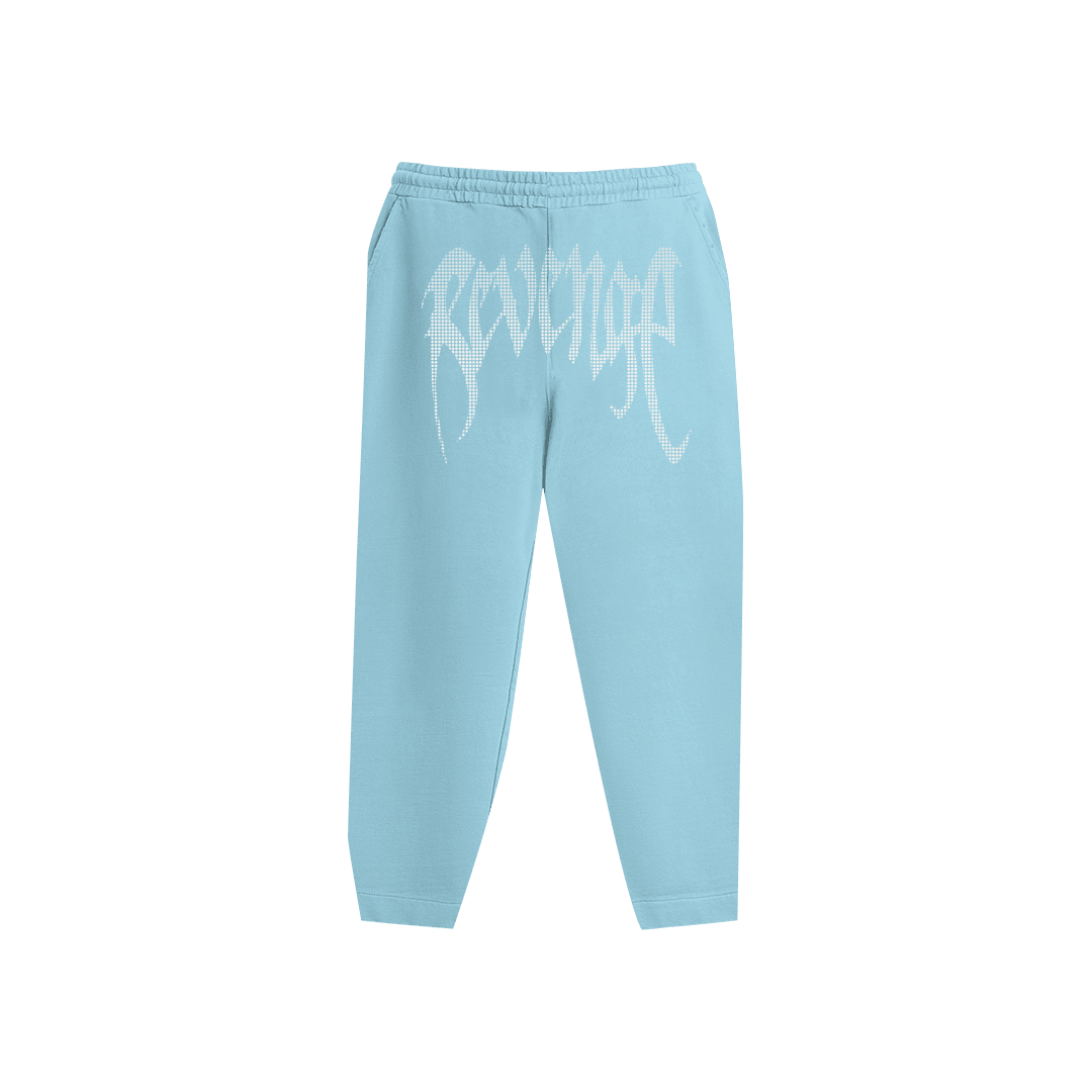 Rhinestone "Revenge" Crop Hoodie Takım | Sugar Blue