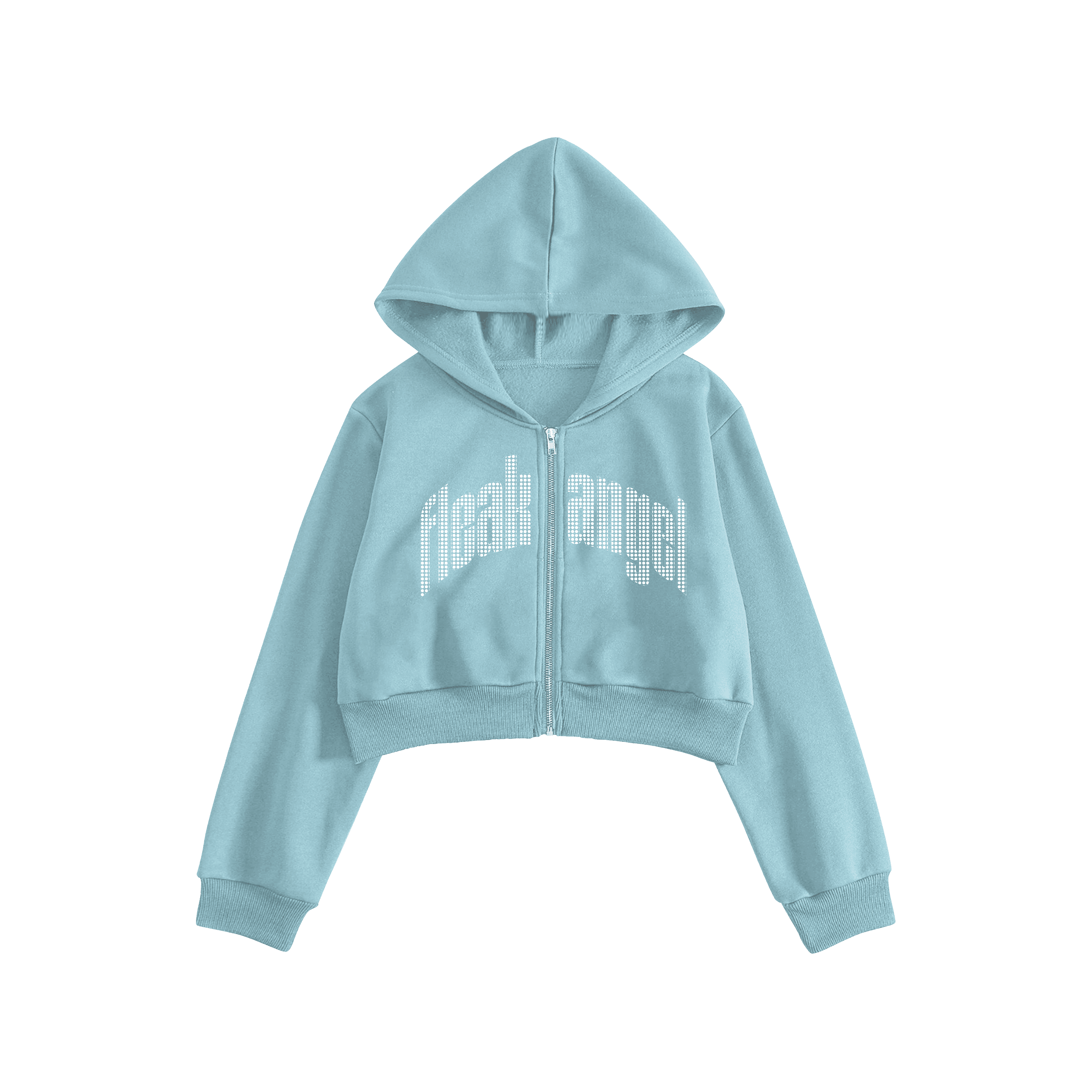 Rhinestone "Fleakangel" Crop Hoodie | Sugar Blue