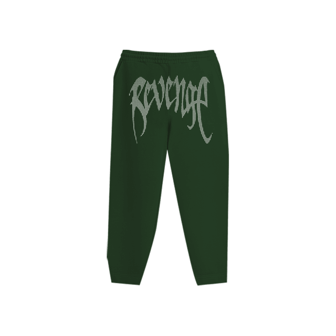 Rhinestone "Revenge" Hoodie Takım | Green