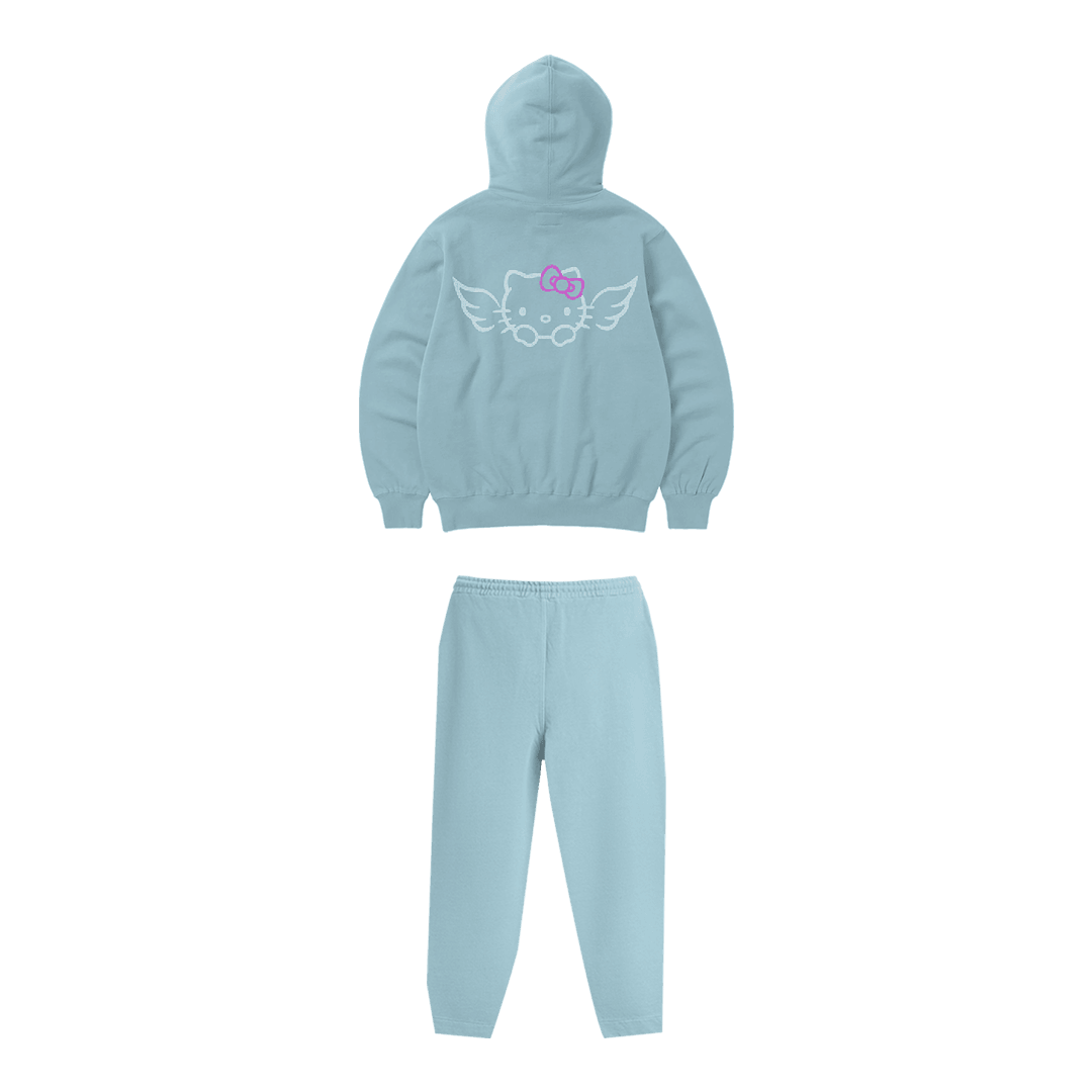 Rhinestone "Fleakkity" Hoodie Takım | Sugar Blue