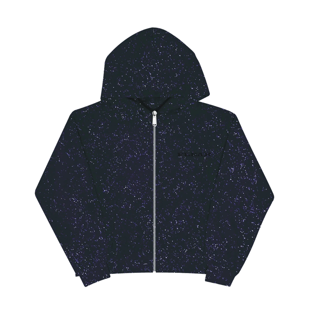 FLEAK Glittery Simli Fermuarlı Hoodie | Lacivert