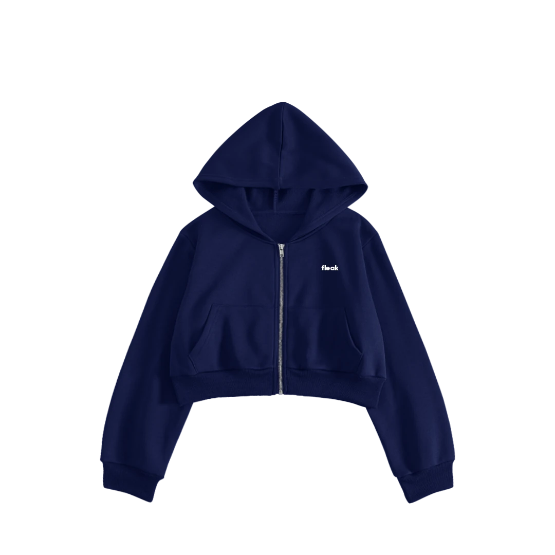 FleakBasic Oversize Crop Hoodie | Lacivert