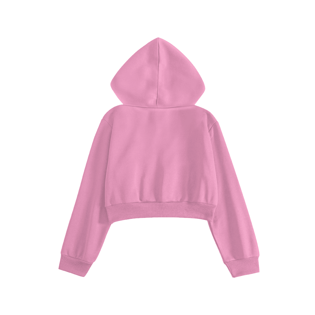 Rhinestone "Revenge" Crop Hoodie Takım | Sugar Pink