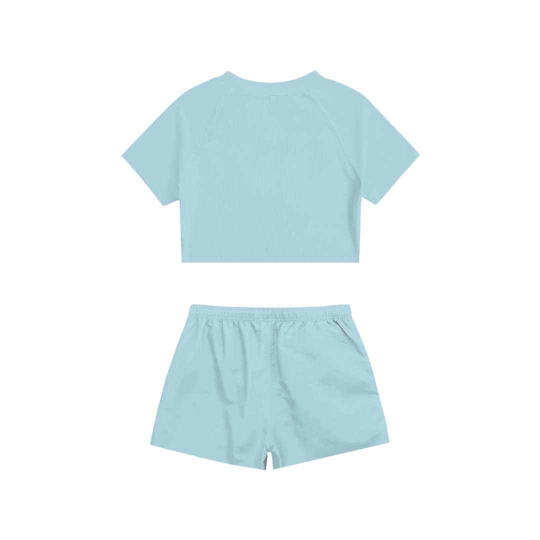 Rhinestone "Fleakkitty" Crop Short Takım | Sugar Blue