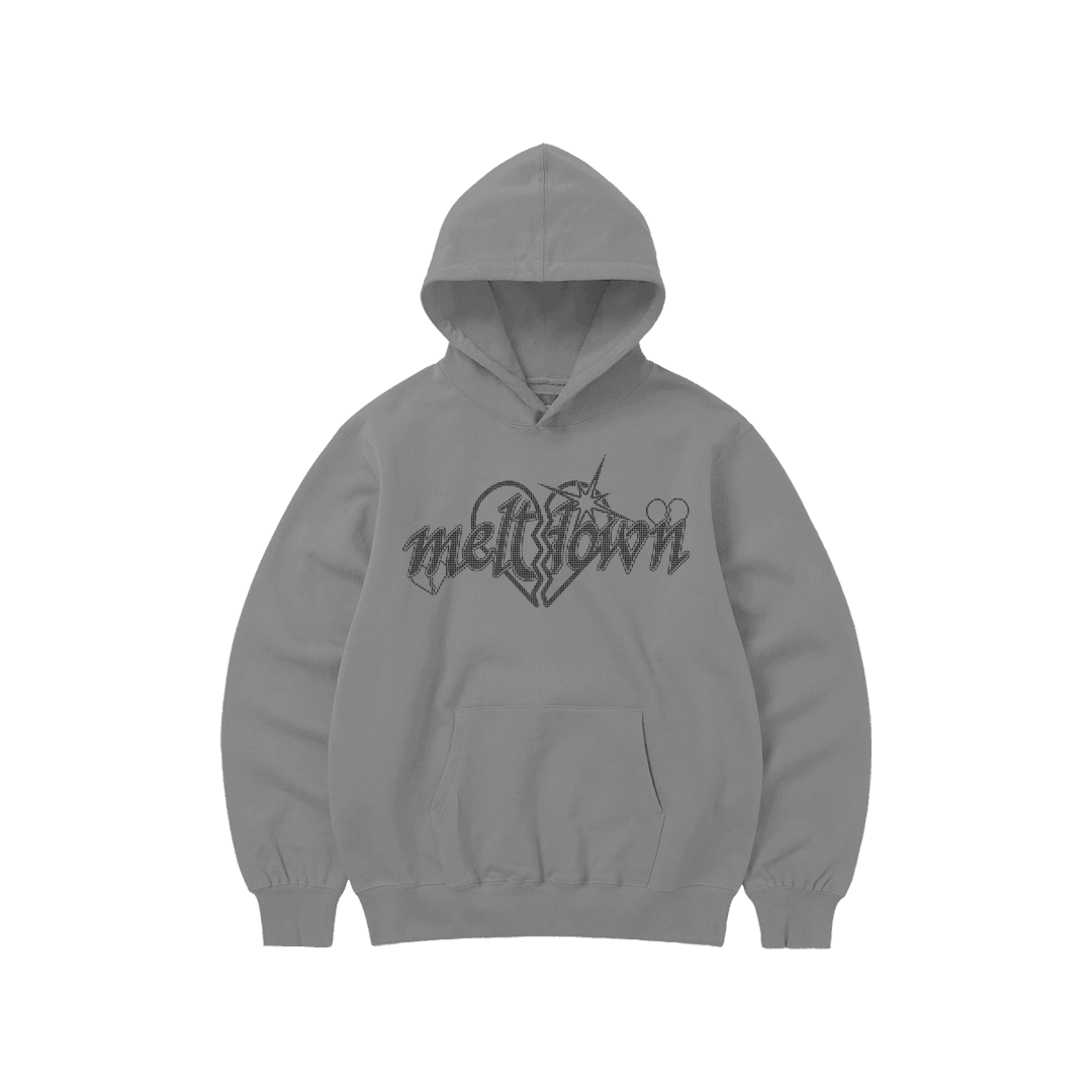 Rhinestone "Meltdown" Hoodie | Grey