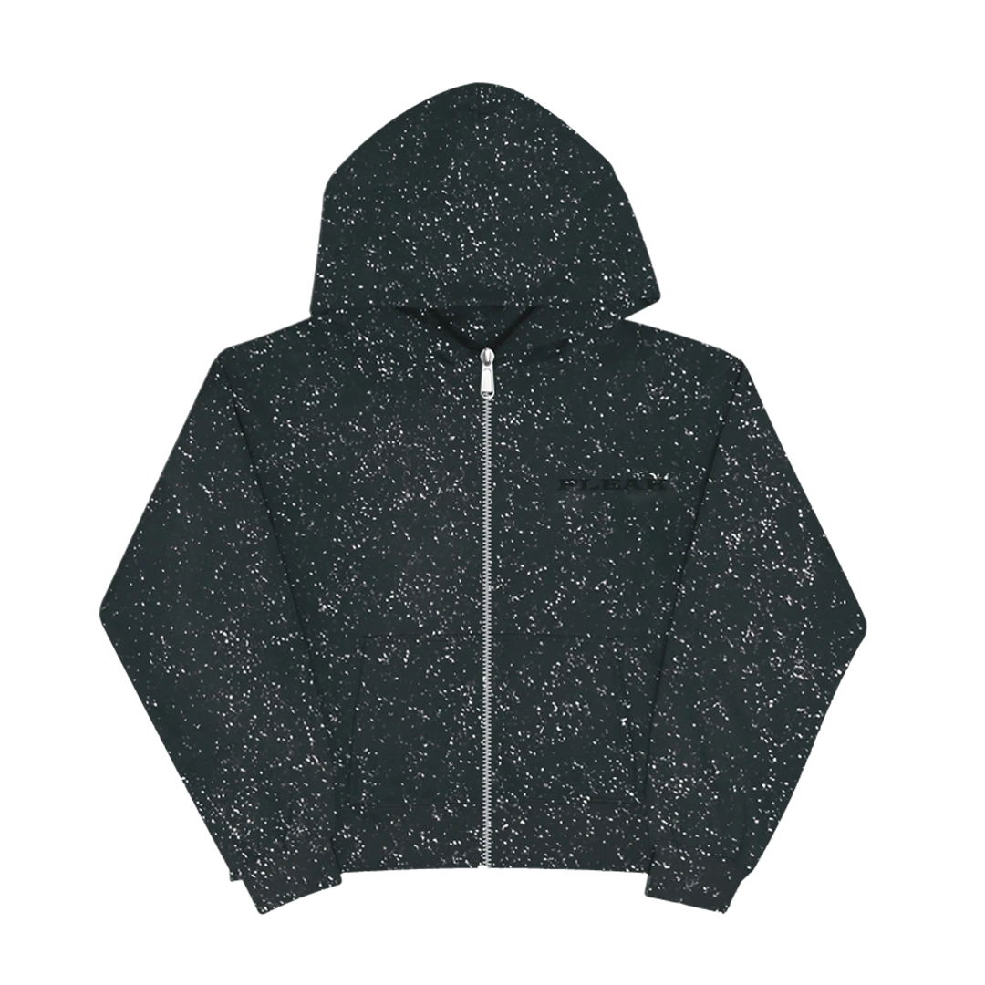 FLEAK Glittery Simli Fermuarlı Hoodie | Koyu Gri