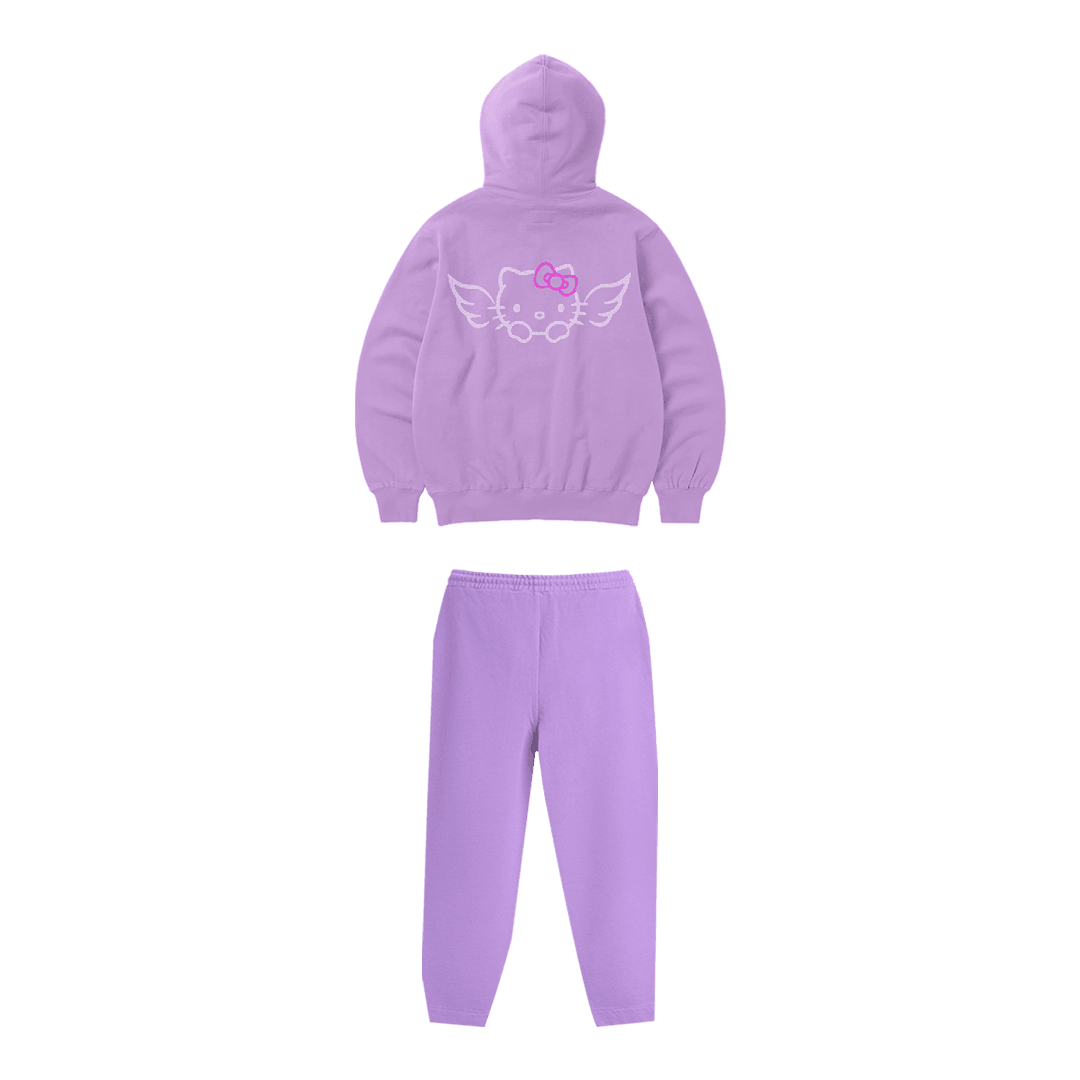 Rhinestone "Fleakkity" Hoodie Takım | Purple
