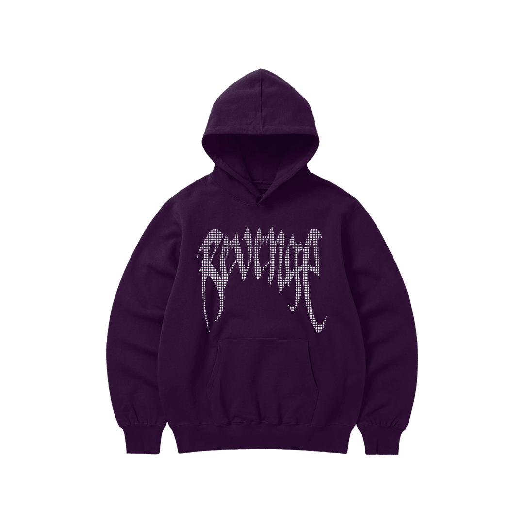 Rhinestone "Revenge" Hoodie | Dark Purple