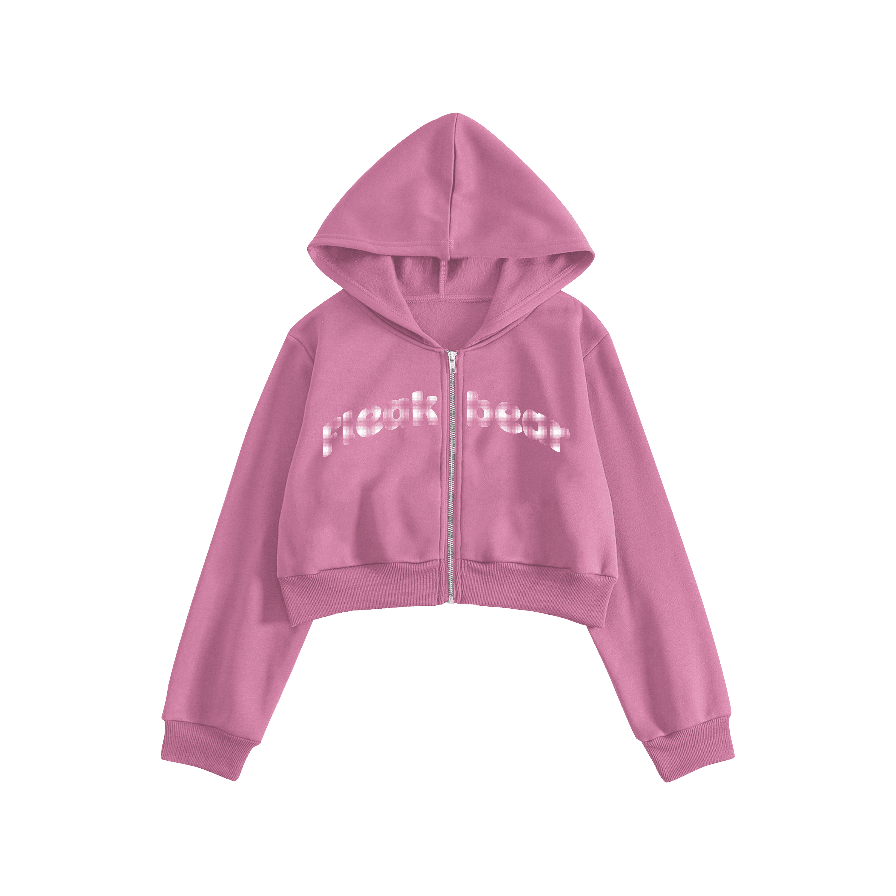 Rhinestone "Fleakbear" Crop Hoodie | Sugar Pink