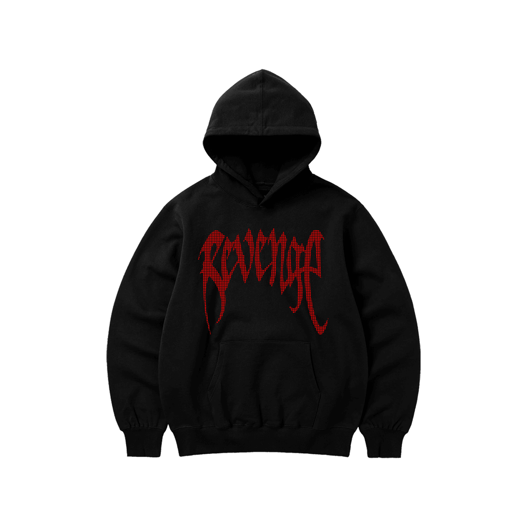 Rhinestone "Revenge" Hoodie | Black Red