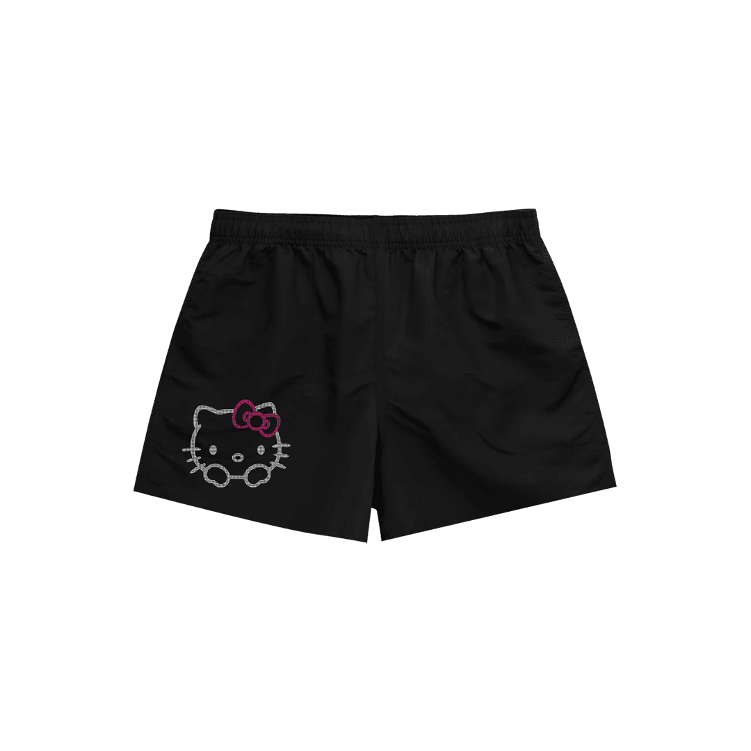 Rhinestone "Fleakkitty" Crop Short Takım | Black