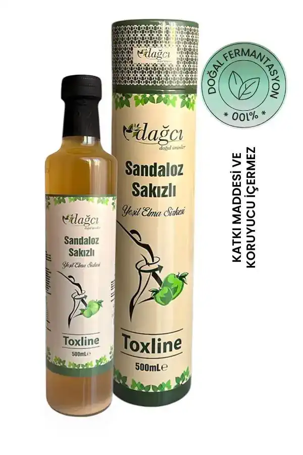 Toxline Sandaloz Sakızlı Yeşil Elma Sirkesi 500 ml – Doğal Detox ve Ödem Desteği, Metabolizma Dostu Formül