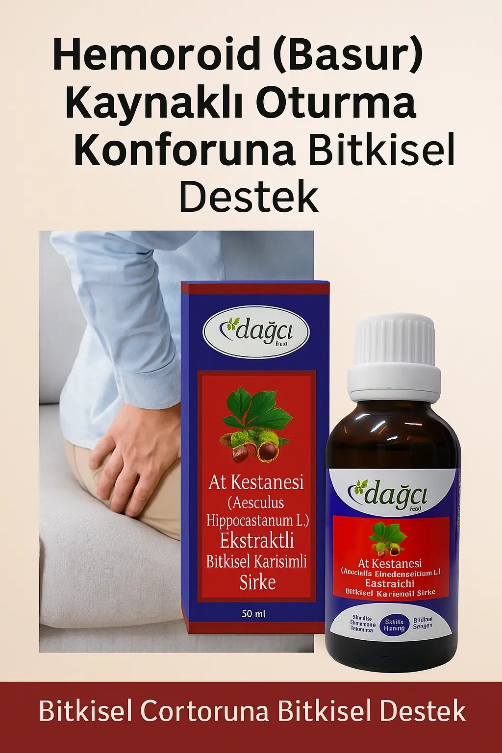 At Kestanesi Sirkesi – Hemoroid (Basur) Kaynaklı Oturma Konforuna Bitkisel Destek (50 ml)