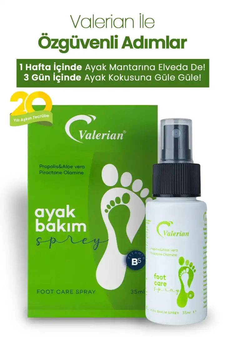 Valerian Ayak Koku ve Mantar Spreyi – Propolis & Aloe Vera İçerikli Bitkisel Ferahlık