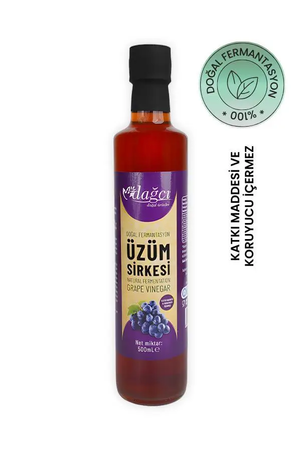 Üzüm Sirkesi 500 ml – Doğal Fermantasyonla Üretilmiş, Filtre Edilmemiş, Katkısız Sirke