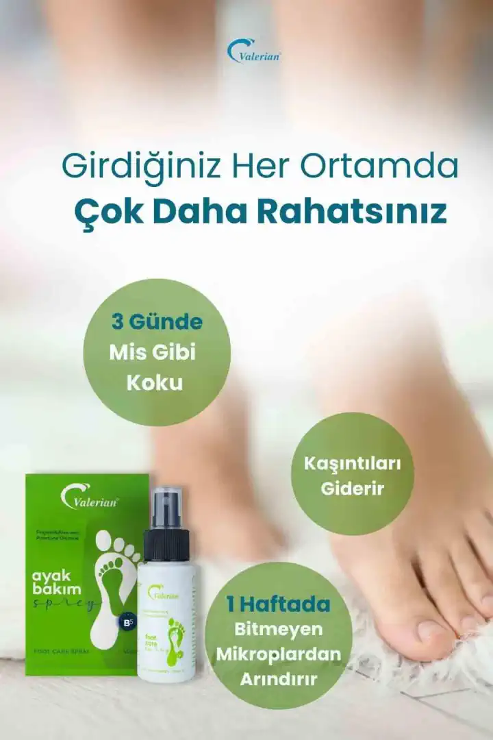 Valerian Ayak Koku ve Mantar Spreyi – Propolis & Aloe Vera İçerikli Bitkisel Ferahlık