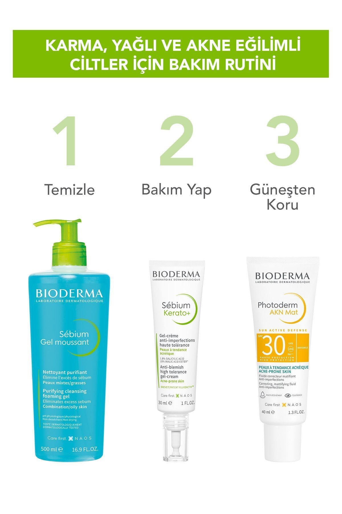 Bioderma Sebium Karma, Yağlı ve Akne Eğilimli Ciltler Sivilce, Siyah Nokta Karşıtı Yüz Temizleme Jeli 500 ml