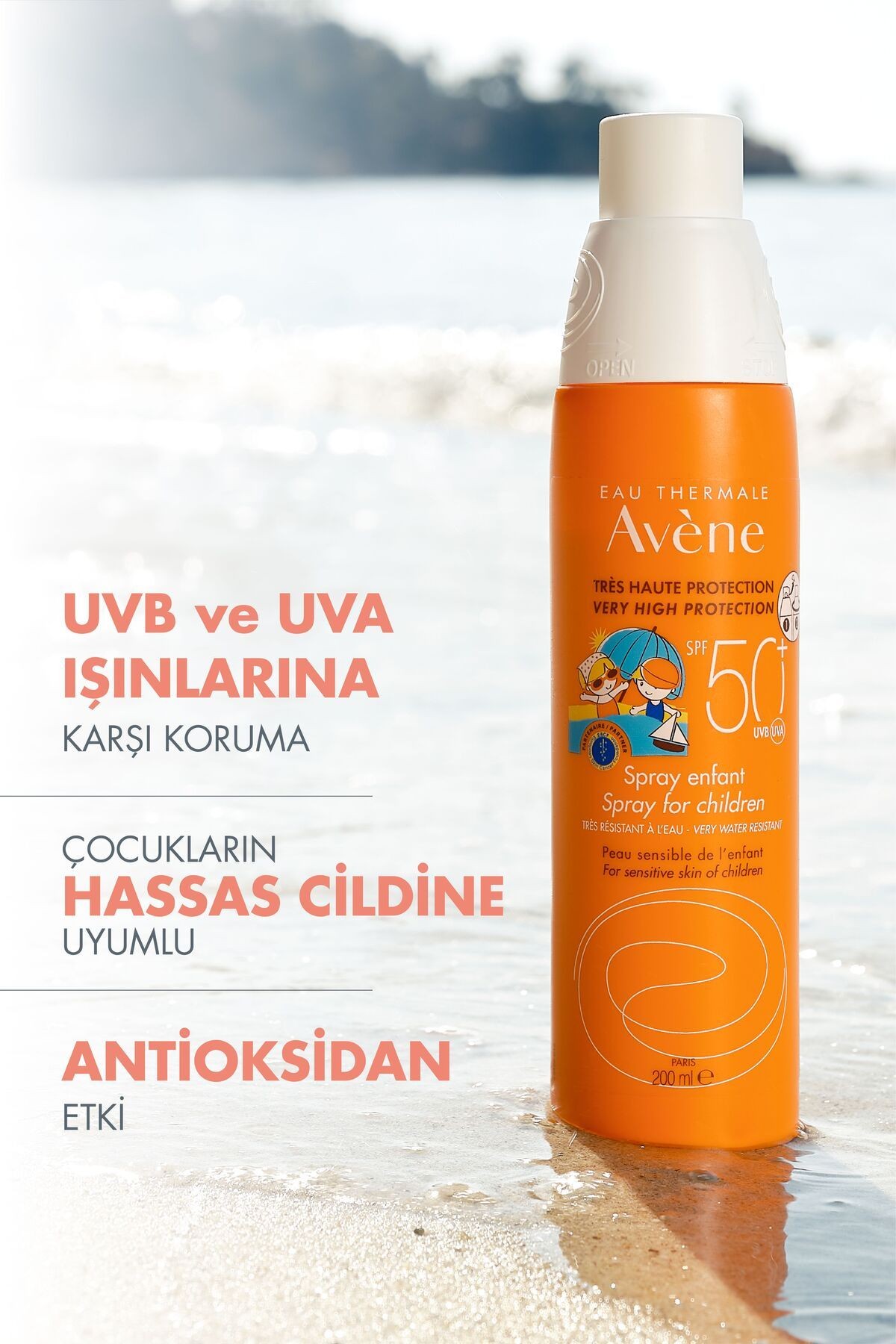 AVENE ENFANT Çocuklar için Güneşten Koruyucu SPF 50+ Vücut Spreyi 200 ml