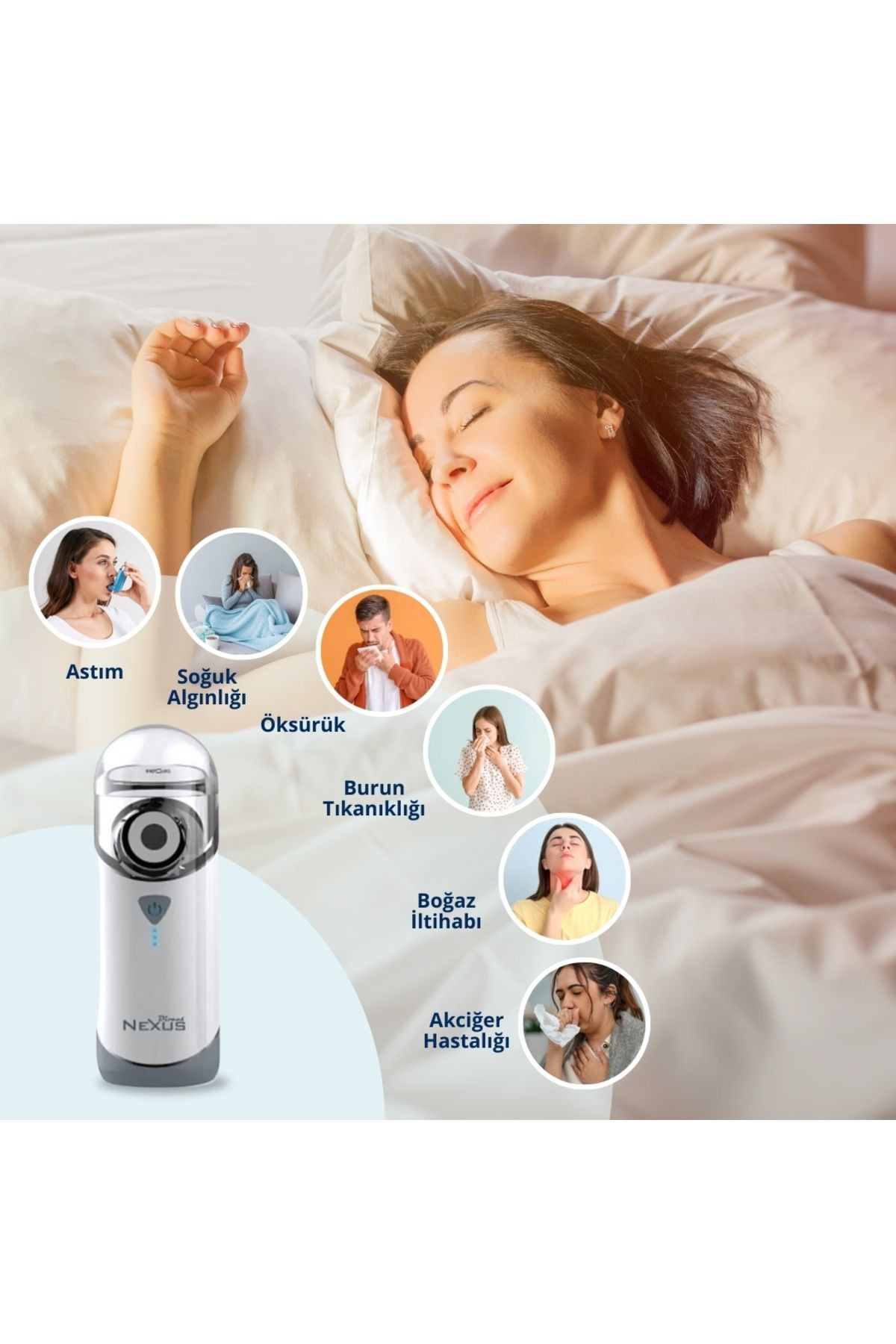 Direct NEXUS Yetişkinler Ve Çocuklar Için Şarj Edilebilir Taşınabilir Mesh Nebulizatör