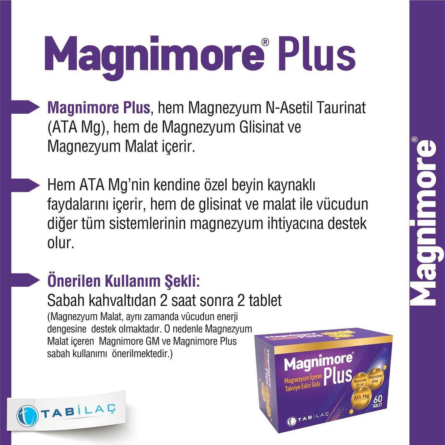 Magnimore Plus 60 Magnezyum Içeren Takviye Edici Gıda