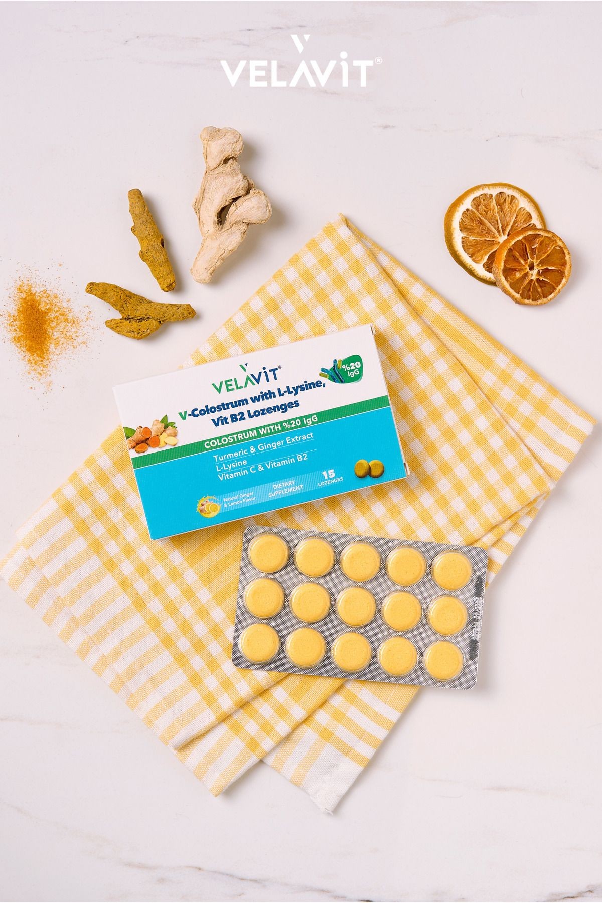 Velavit V- Colostrum With L-lysine Vitamin B2 Lozenges 15 Pastil