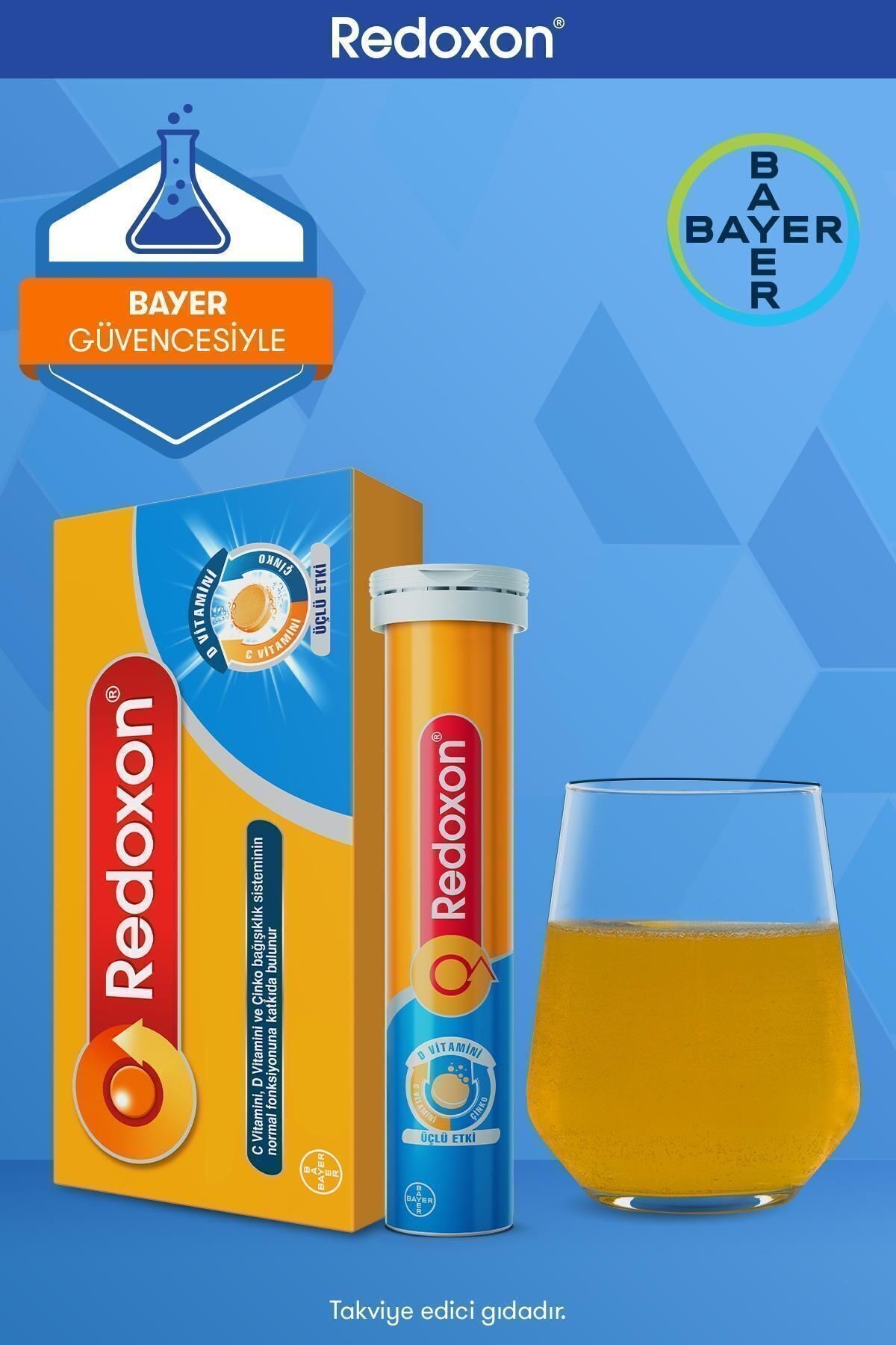 Redoxon Üçlü Etki Vitamin C,D ve Çinko İçeren 30 Efervesan