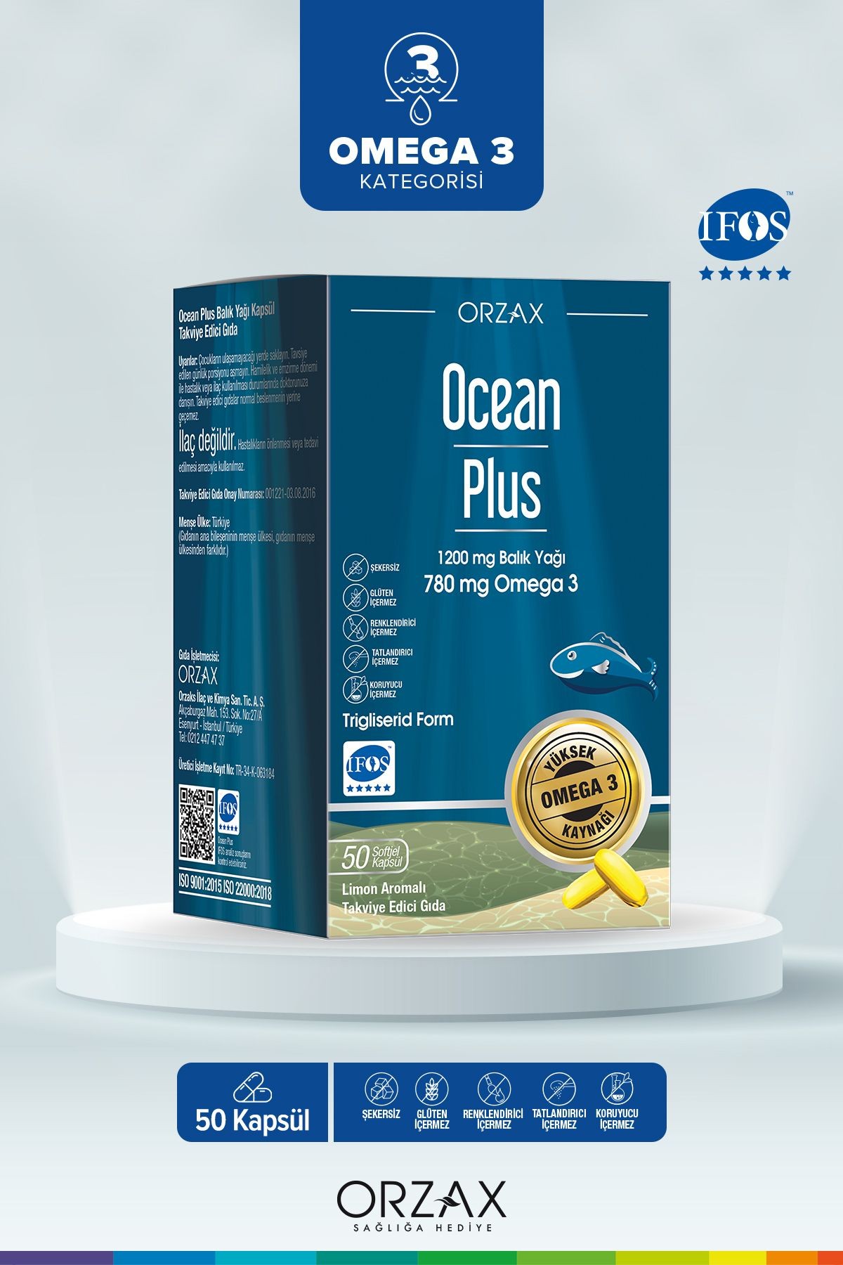 Ocean Plus 1200 Mg Omega-3 Balık Yağı 50 Kapsül