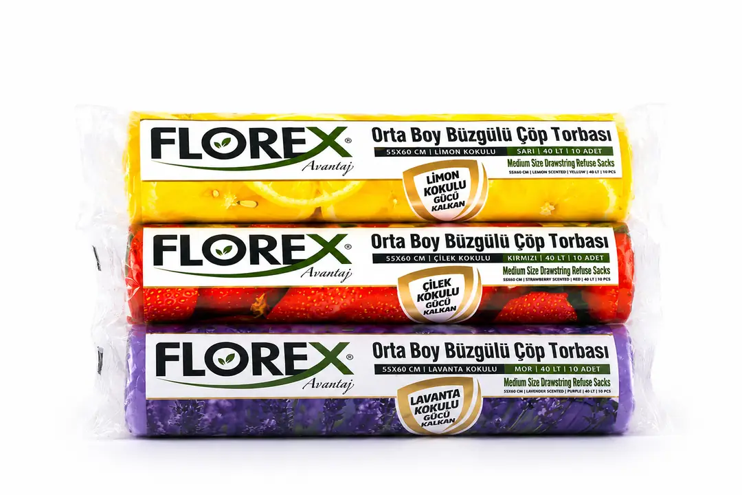 Florex 3'lü Orta Boy Kokulu Çöp Poşeti Avantajlı Paket 30'lu