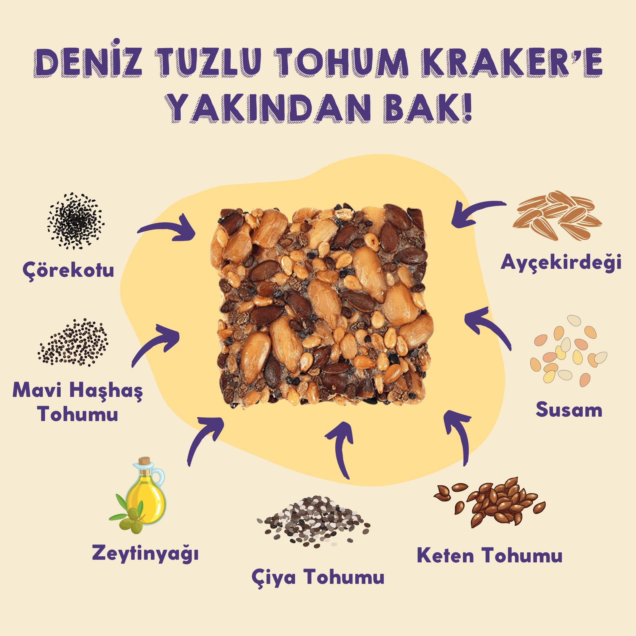 100gr 6'lı Deniz Tuzlu Tohum Kraker