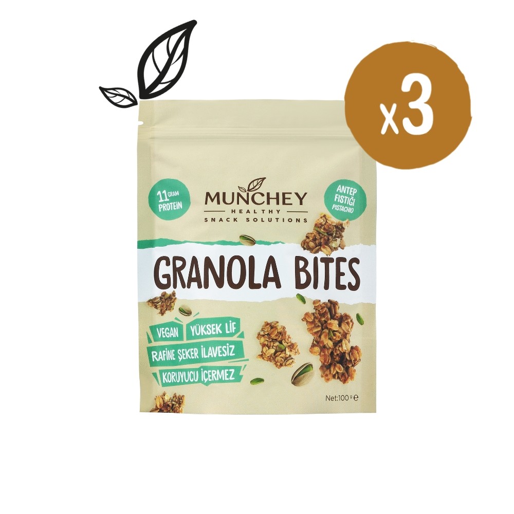 100gr 3'lü Antep Fıstıklı Granola Bites