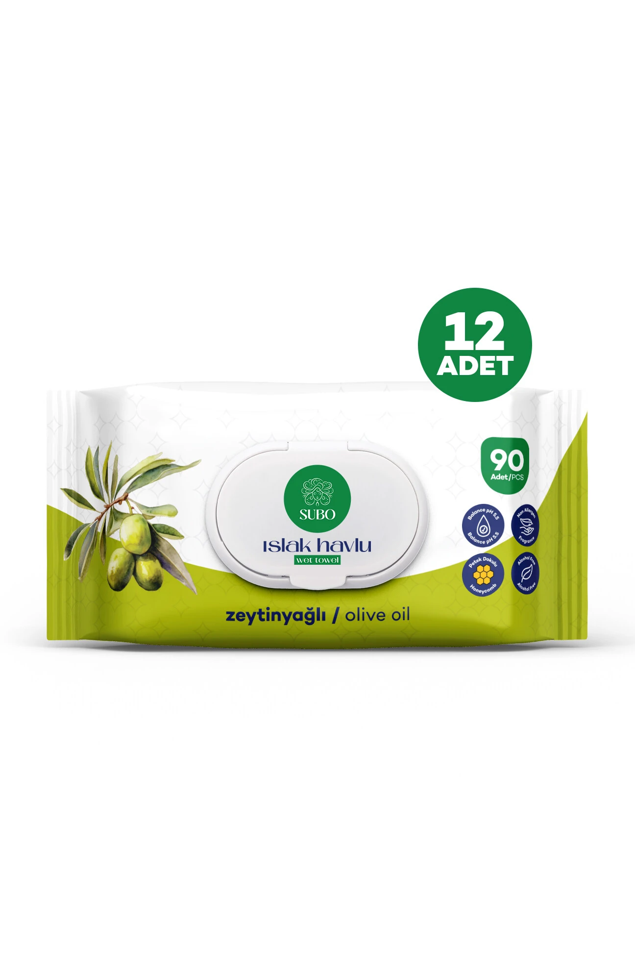 SUBO ISLAK HAVLU 90 'LI ZEYTİNYAĞLI 12X90