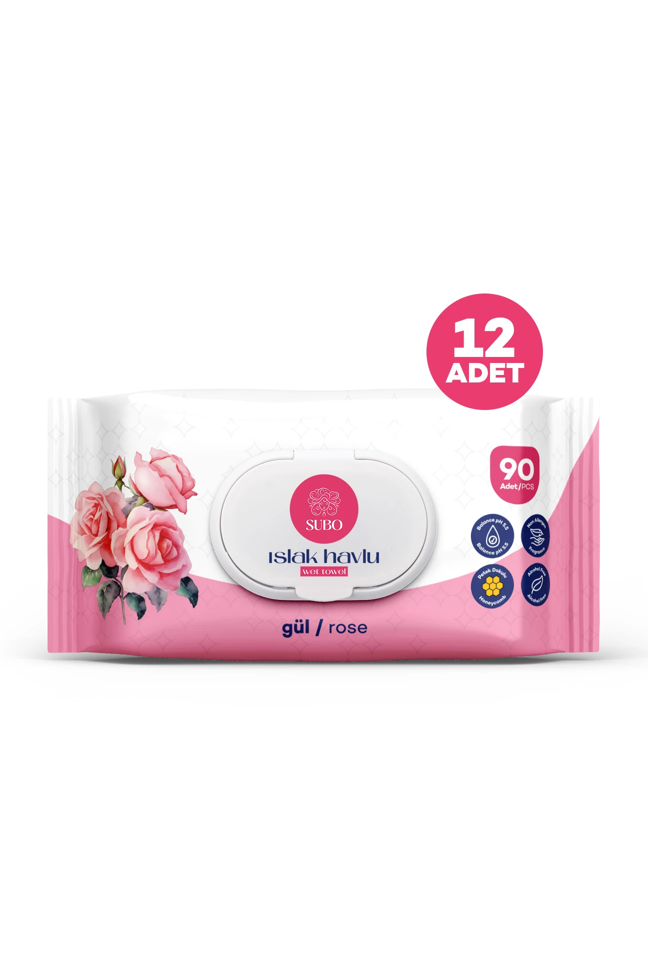 SUBO ISLAK HAVLU 90 'LI  GÜL 12X90