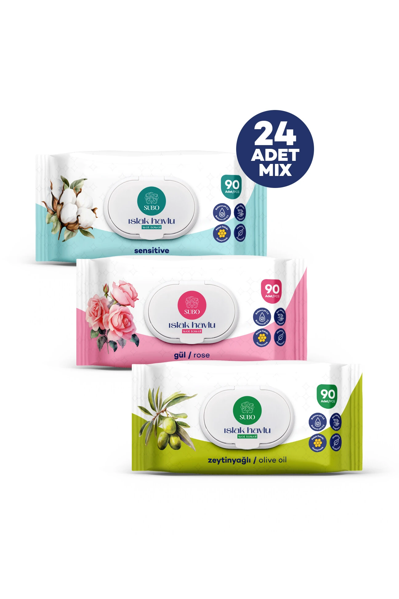 SUBO ISLAK HAVLU 90 'LI MİX 24X90