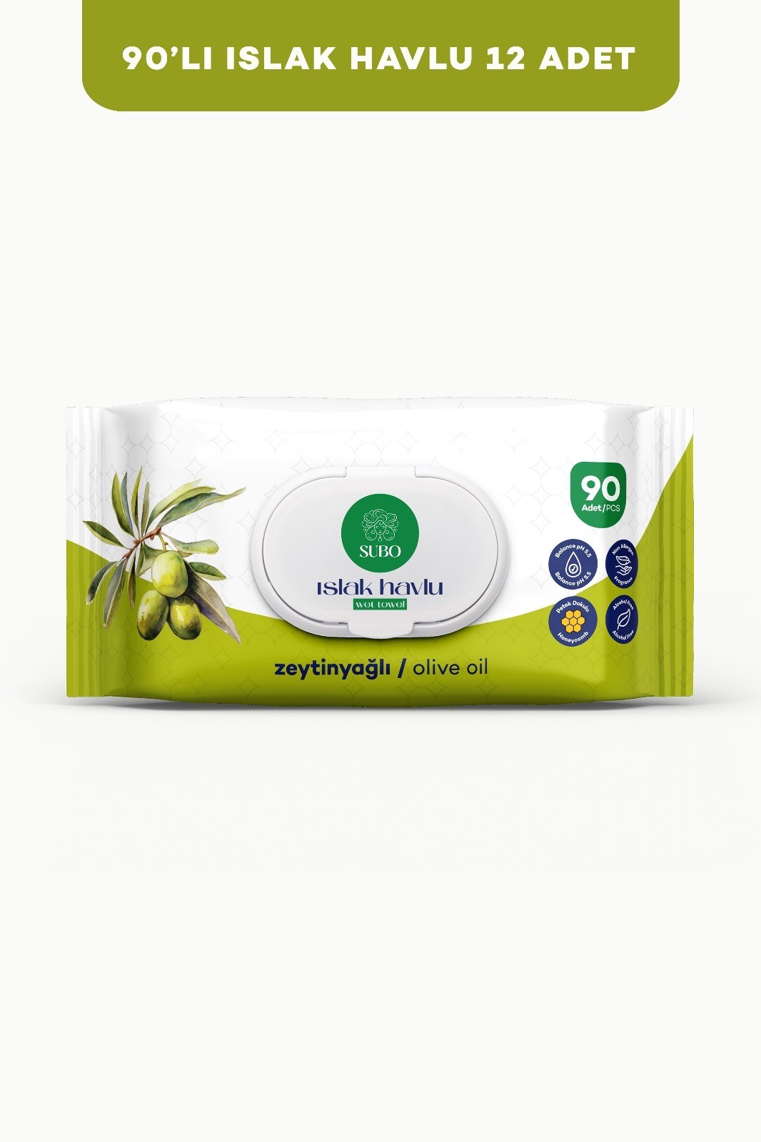 SUBO ISLAK HAVLU 90 'LI ZEYTİNYAĞLI 12X90
