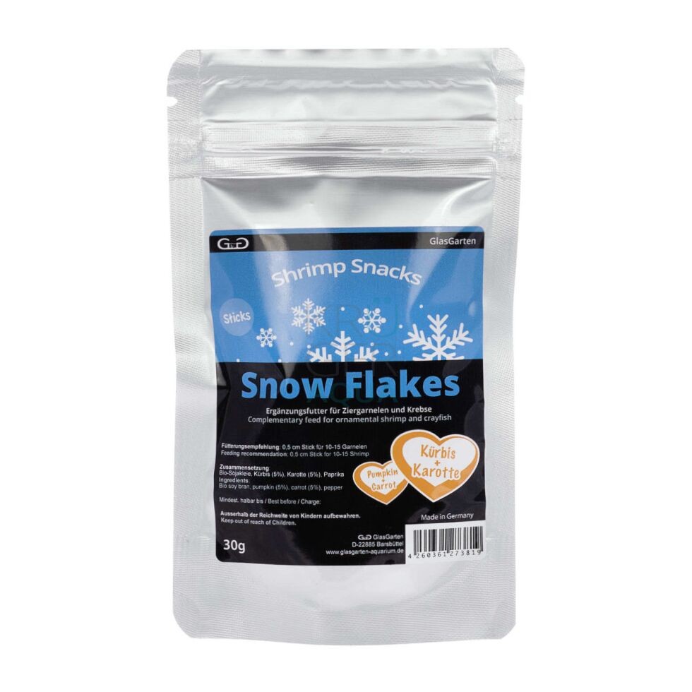 GlasGarten Shrimp Snacks Snow Flakes Kürbis-Karotte