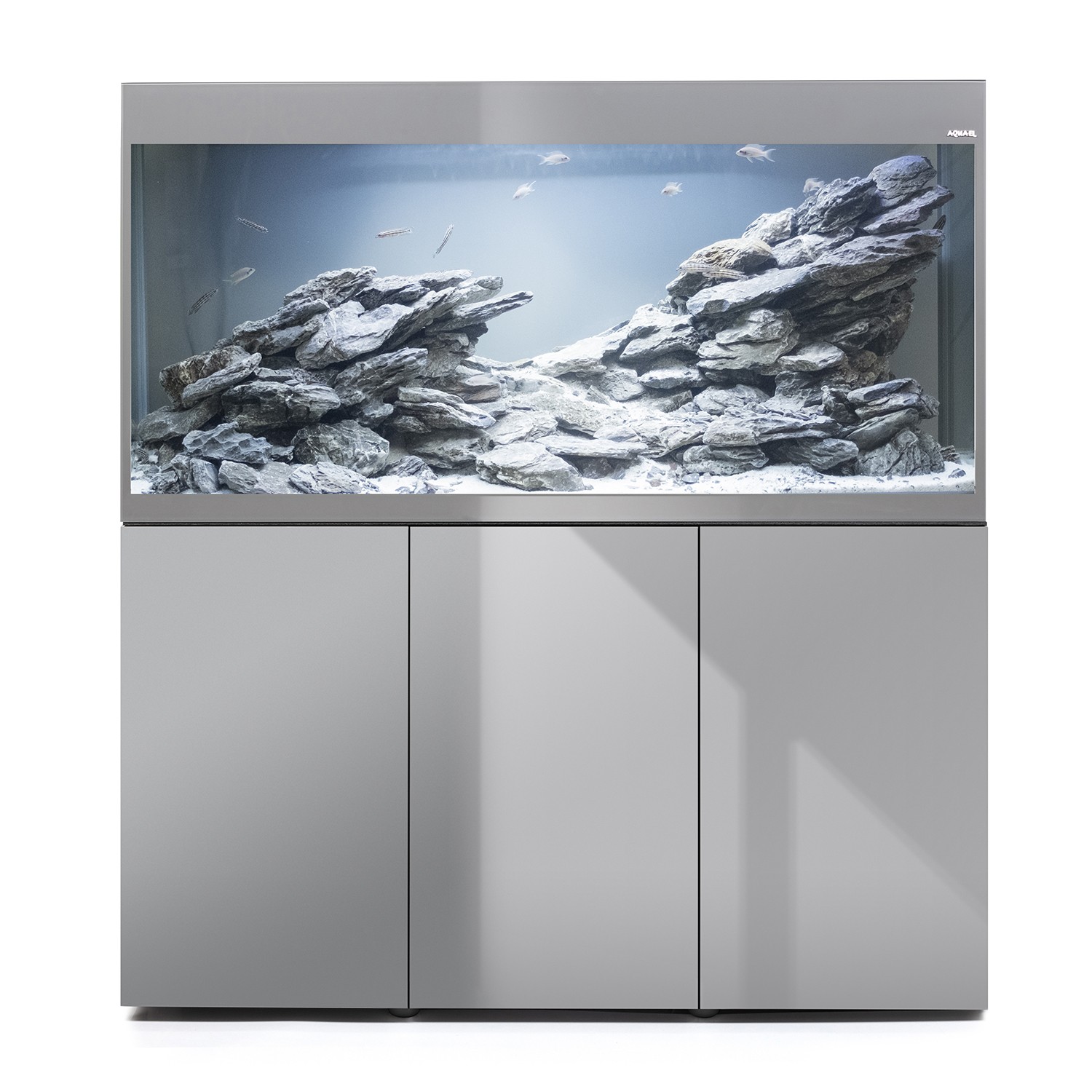 Aquael Aquarium Set Glossy st 150 Day&amp;amp;Night Gri Mobilyalı Akvaryum