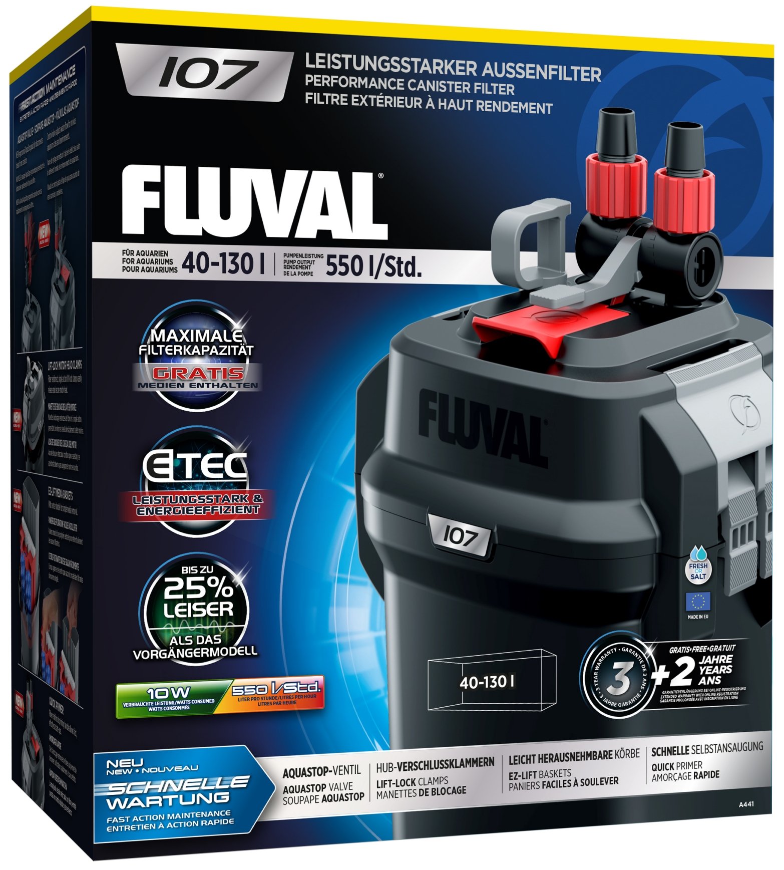 Fluval 107 Dış Filtre 550L/H