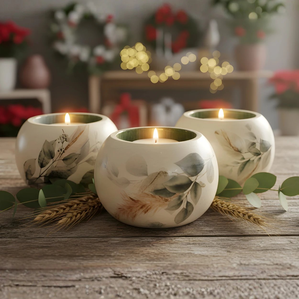 Bitki Desenli Mumluk - 3'lü Set