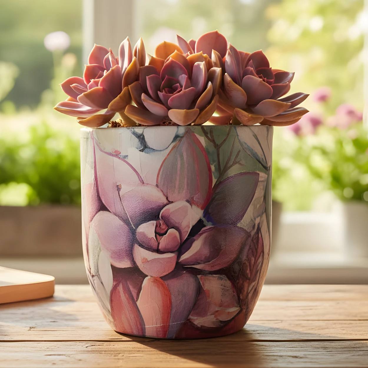 Sukulent Desenli Saksı