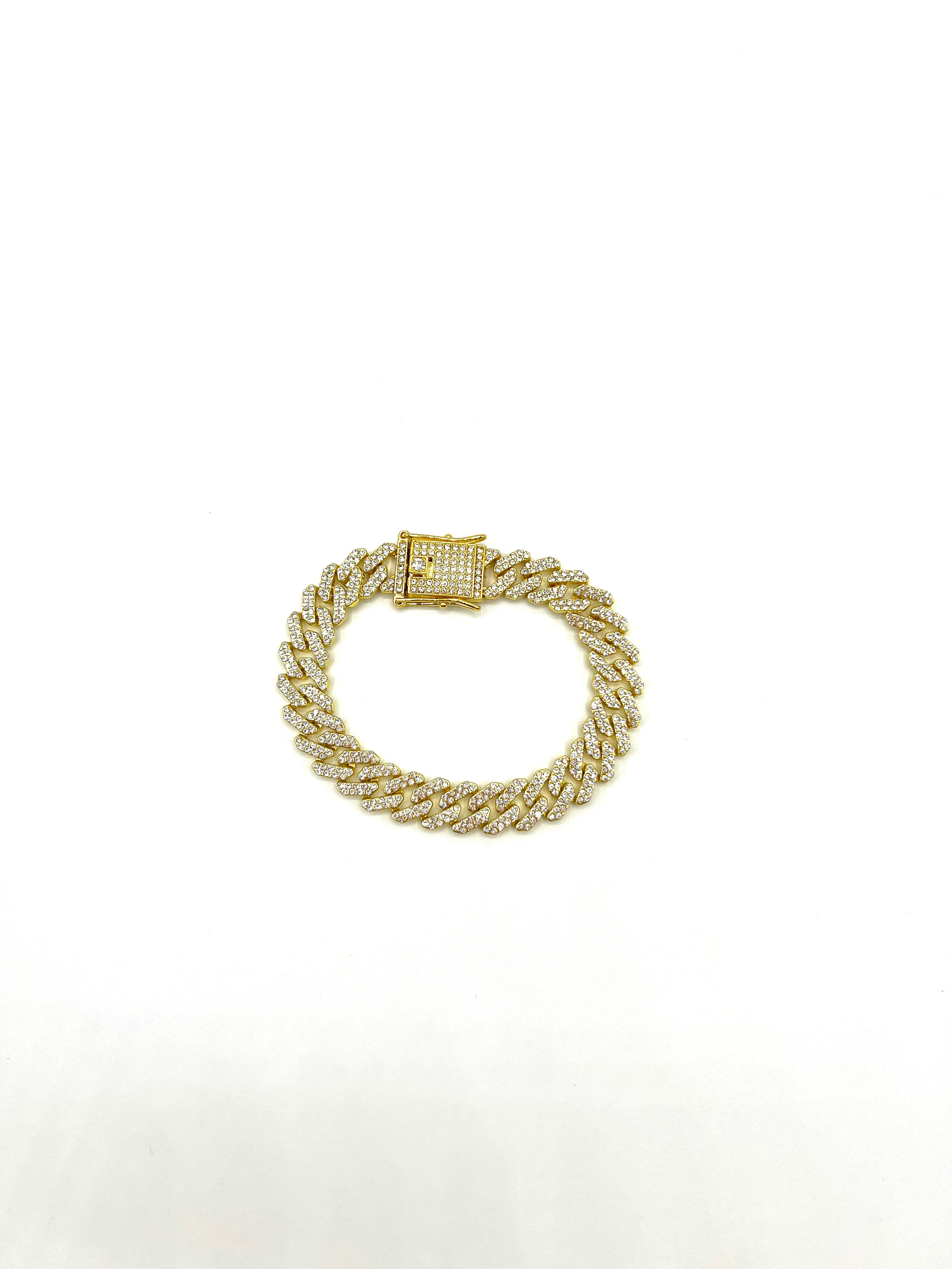 Taş Kaplama Hip-Hop Tarzı Unisex Bileklik - Gold