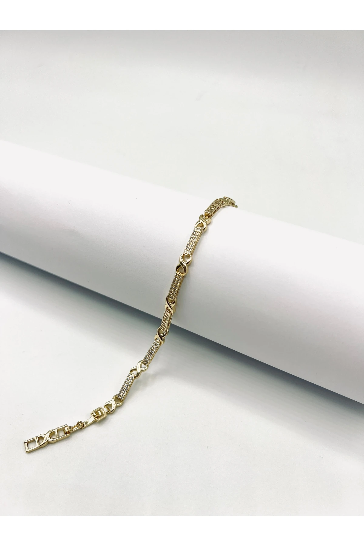 Sonsuzluk işareti gold taşlı bileklik