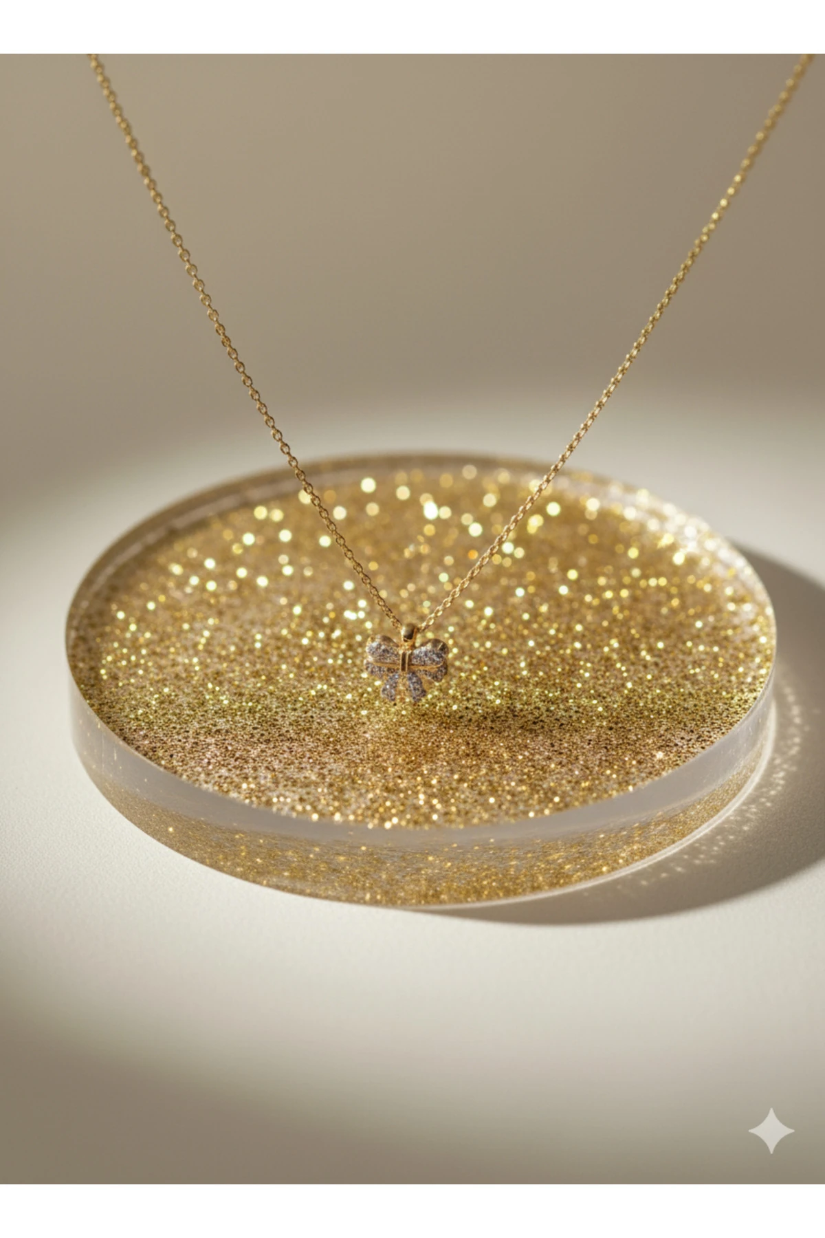 Gold fiyonk çelik kolye