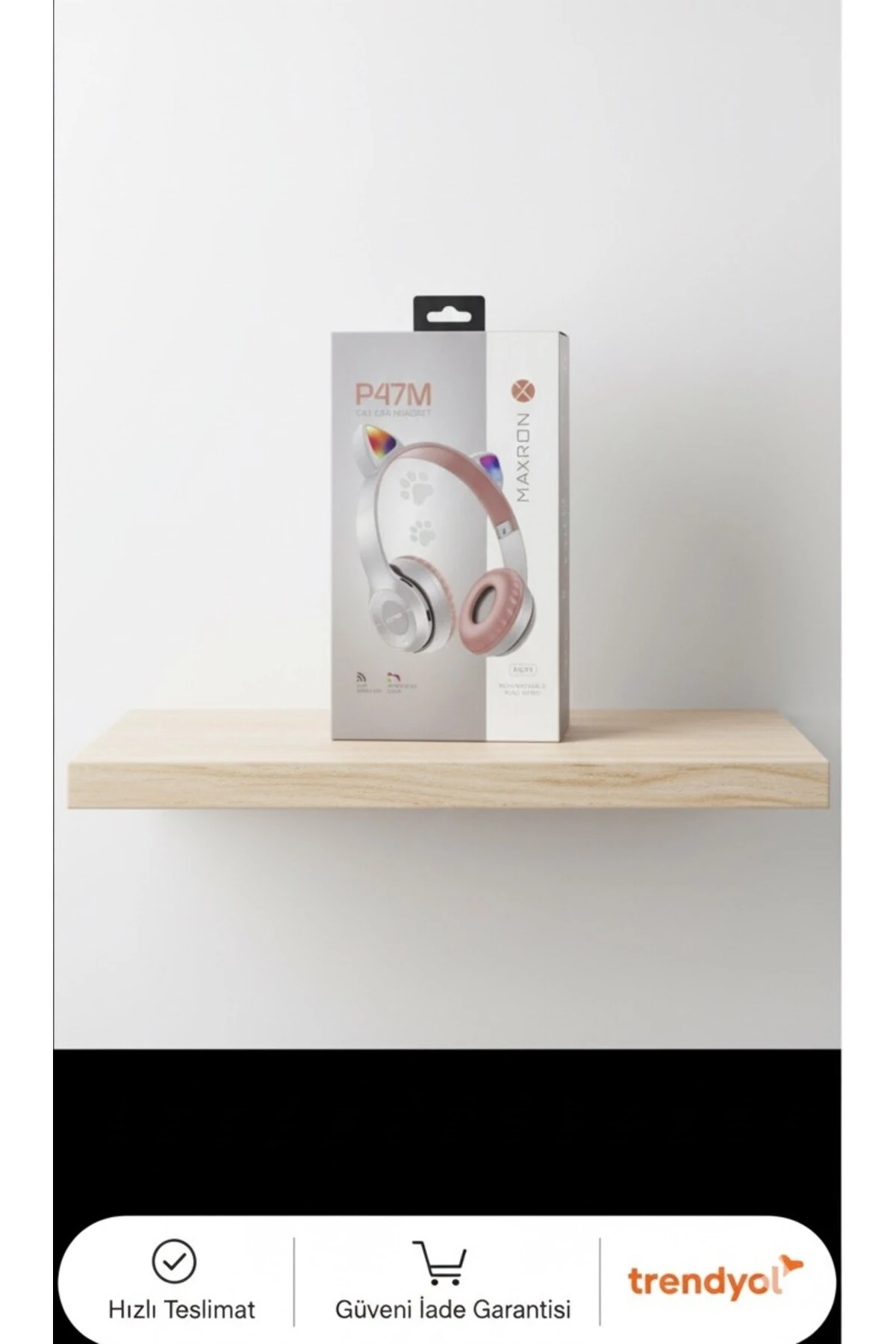 Maxron P47M Kedi Kulaklı Işıklı Bluetooth Kulaklık